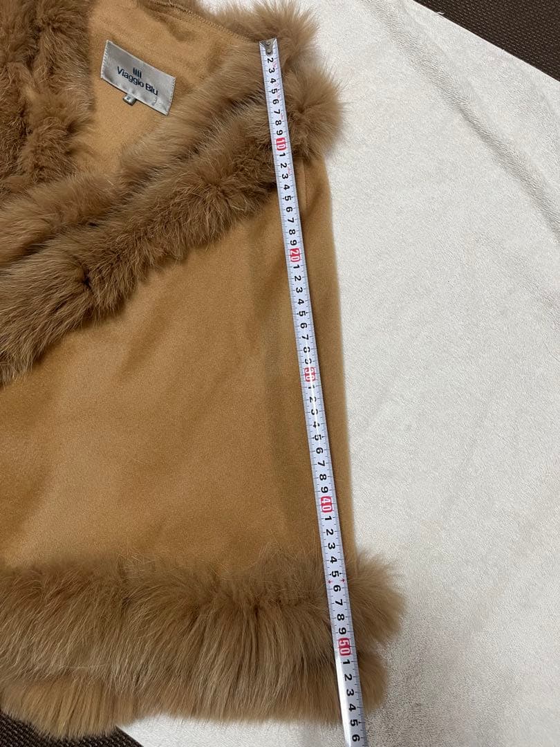 Viaggio Blu フォックスファー ウール　ポンチョ ケープ　2号　M