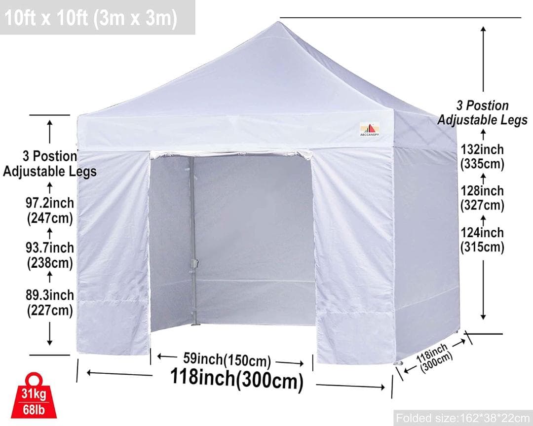 ABCCANOPY タープテント 3mx3m 横幕4枚 大型テント 6-8人用