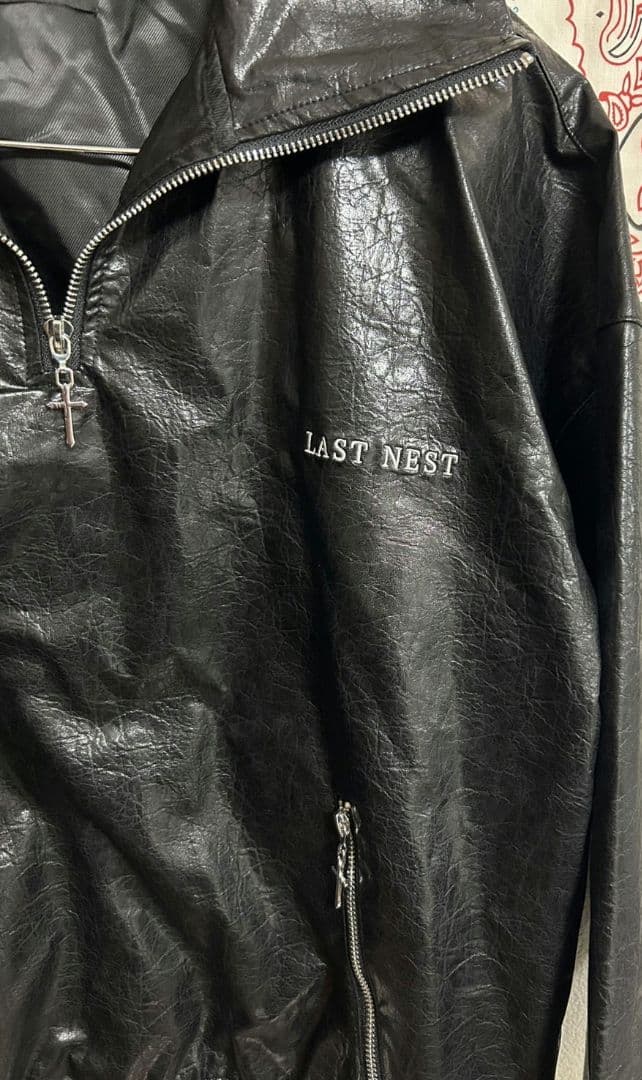 【超激レア・即完売モデル】LASTNEST　レザー　ハーフジップ　ジャケット　М