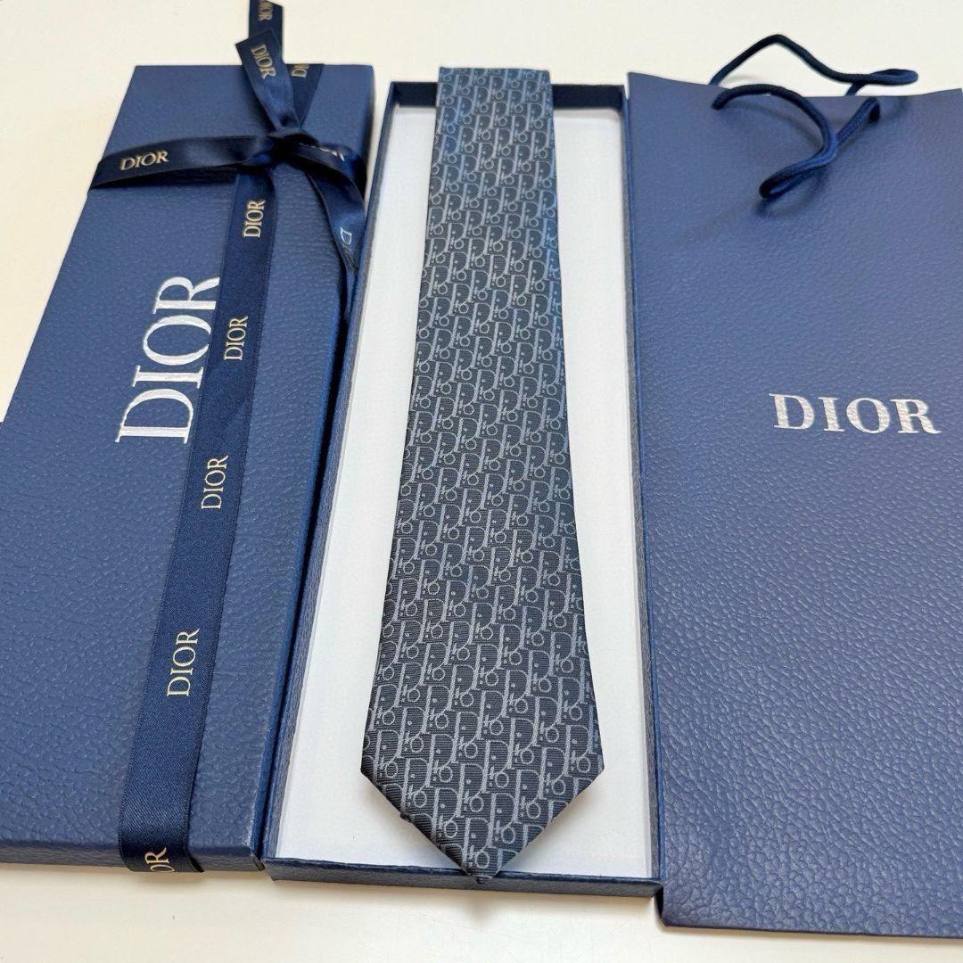 Dior オブリーク ネクタイ グレー