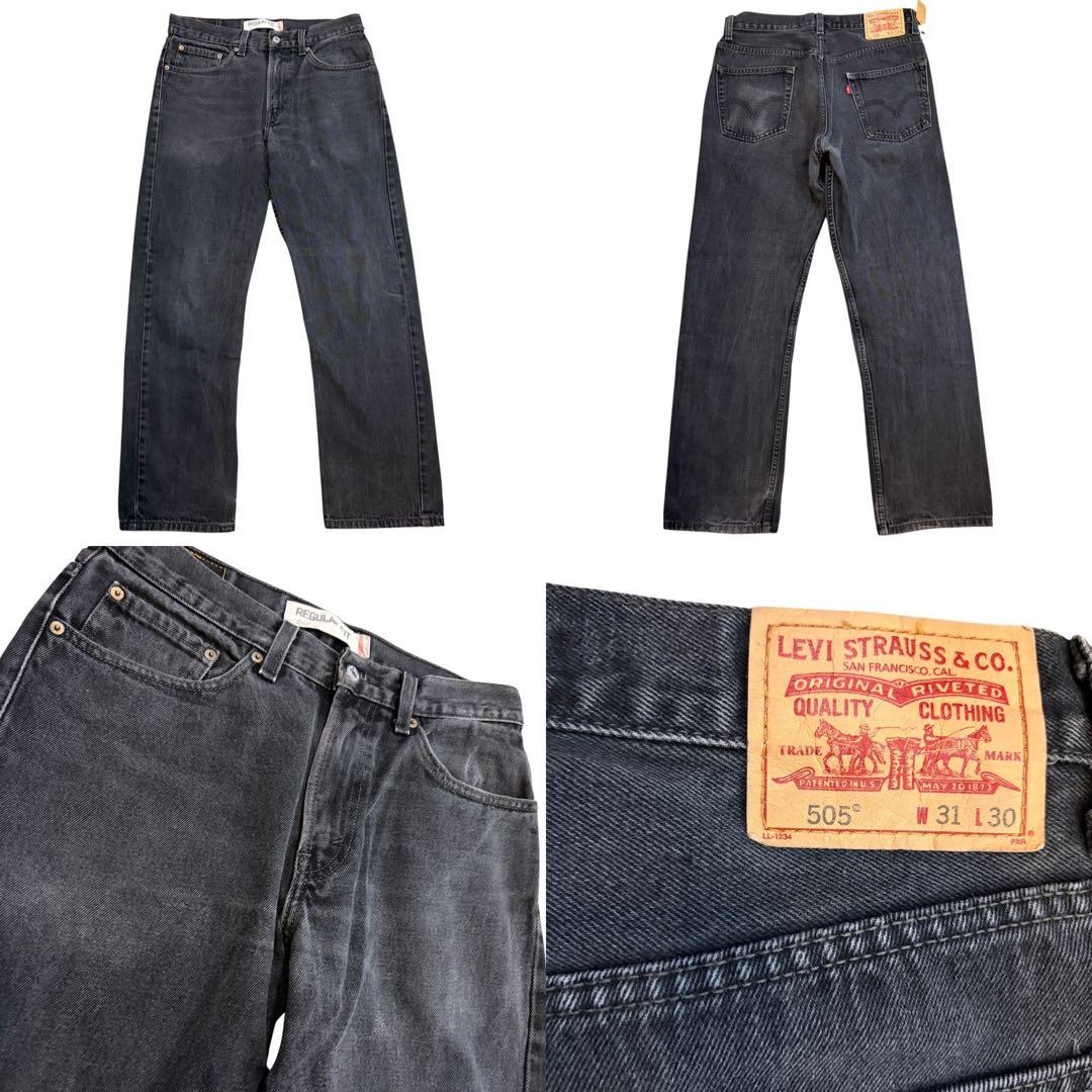 Levi's ブラック ストレートデニム 505 31 先染め リーバイス