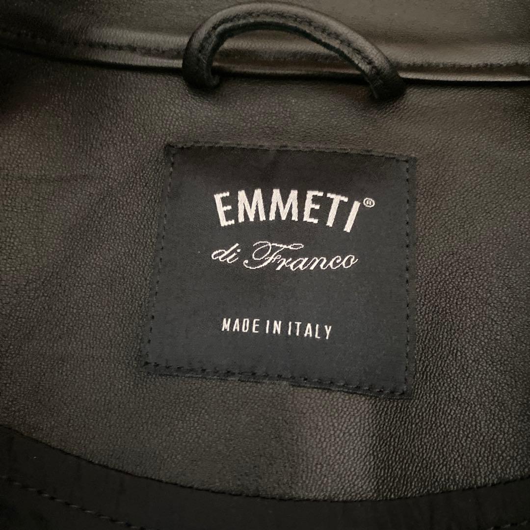 EMMETI di Franco ブラックレザーシングルライダース　48