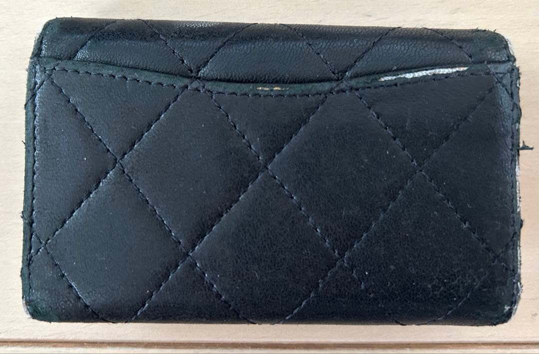 【CHANEL】 キーケース ブラック ラムスキン/Gカード・箱・袋・リボン付き