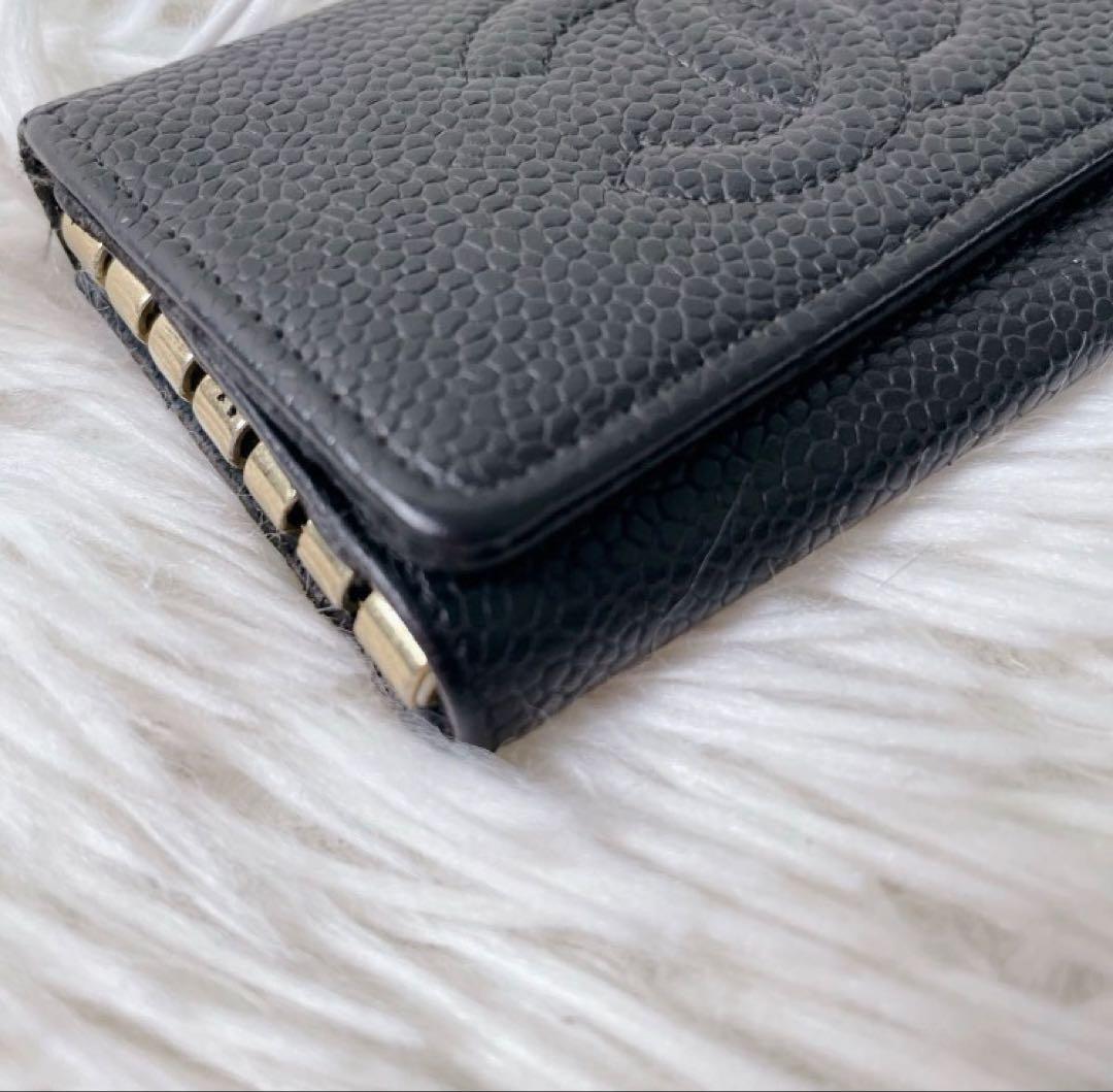 CHANEL 6連 キーケース キャビアスキン ココマーク レザー ブラック
