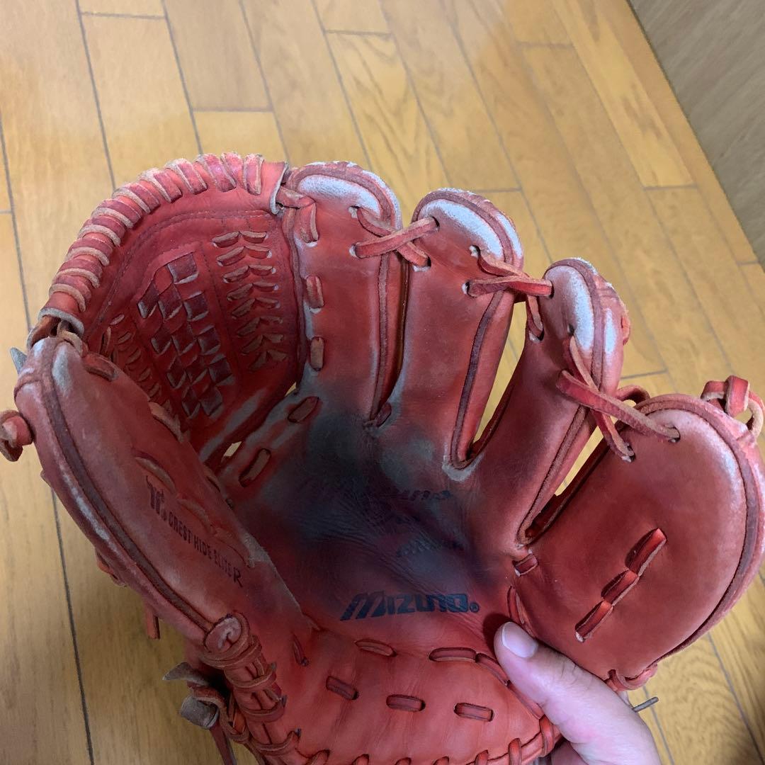 ミズノプロ 軟式グローブ オーダー 右投げ 投手用 ビッグM mizuno 赤