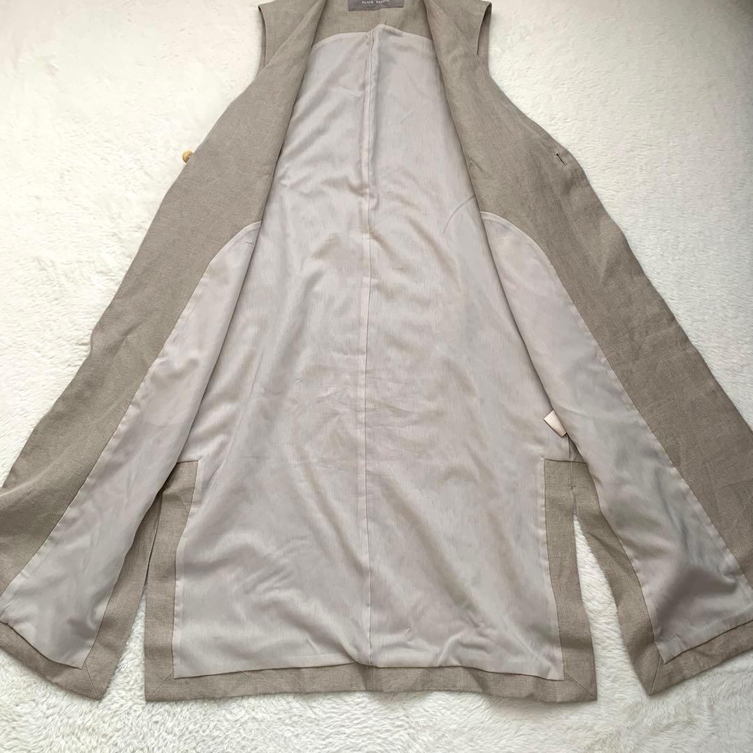 PLAIN PEOPLE 麻混 ロングベスト ジレ ベルト付 ベージュ