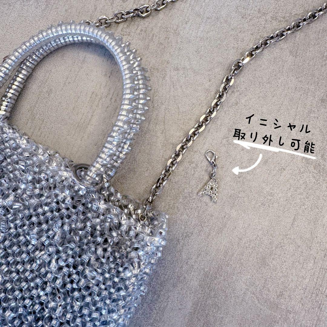 大サイズ)即購入OK)ワイヤーバッグシルバー　ハンドメイド