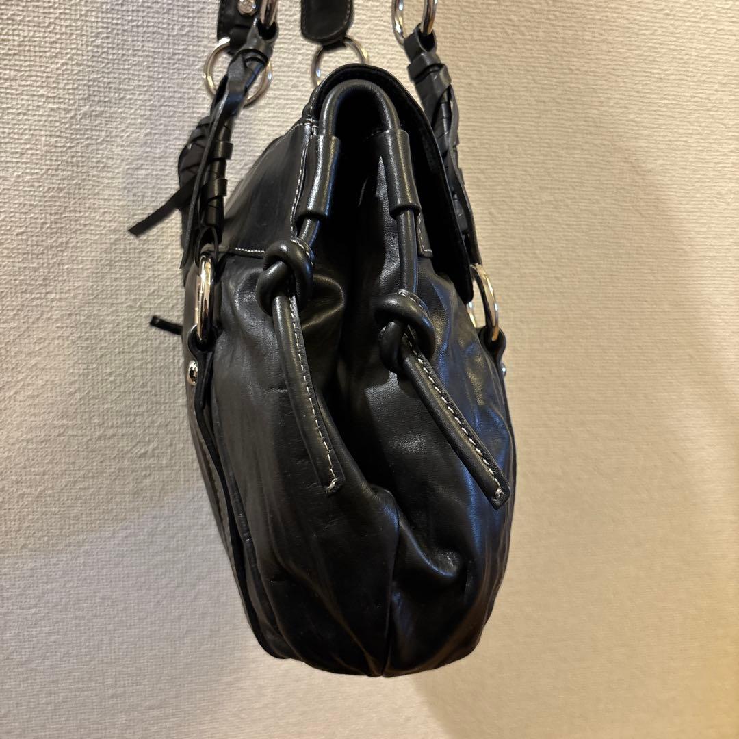 FRANCESCO BIASIA レザーハンドバッグ ブラック 保存袋付き