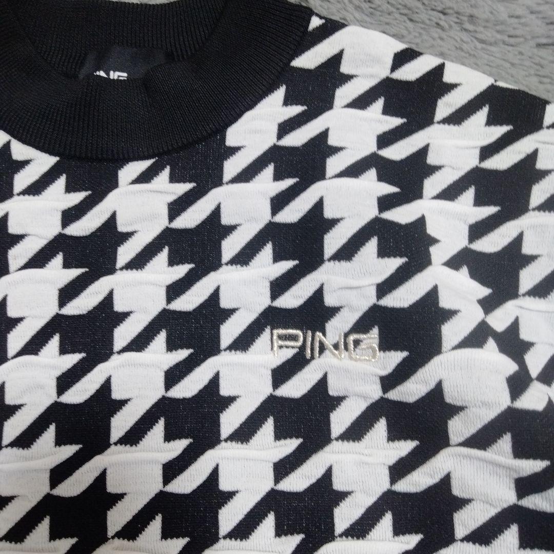 PING♡モックネック*ジャガード*半袖*ニット♡S ゴルフ スポーツ テニス