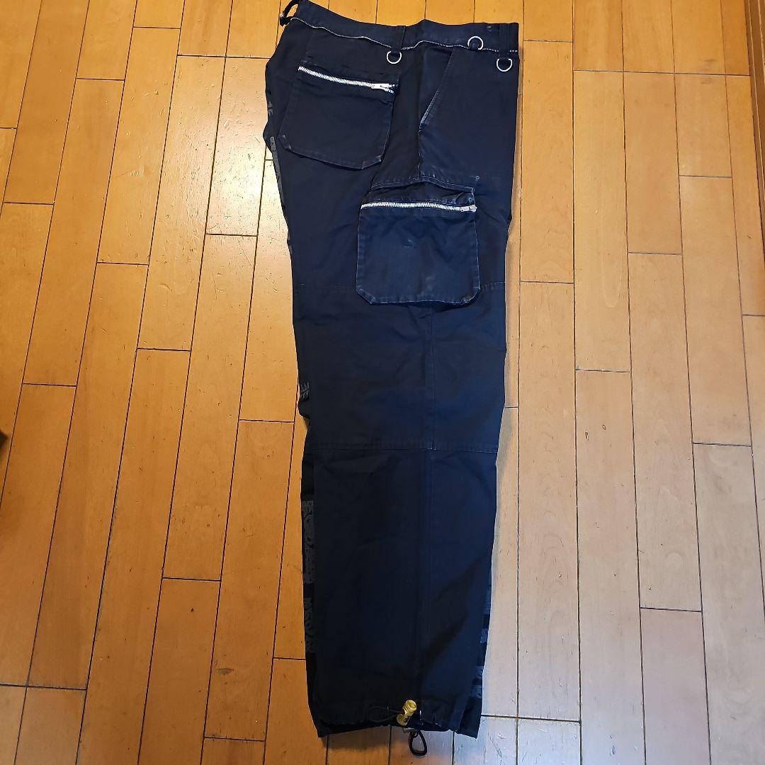 UNDERCOVER　ブラック グラフィックプリントパンツ　ドローコード付き