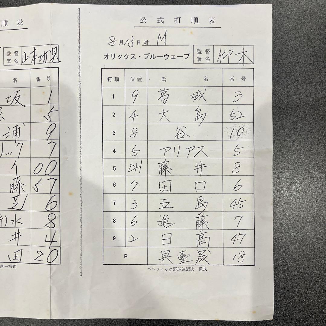 千葉ロッテマリーンズ オリックスブルーウェーブ スタメン表