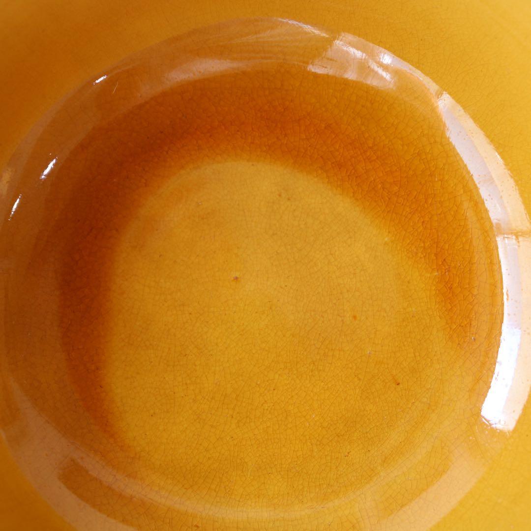 淡路珉平焼　山吹色　 黄釉　深鉢　1点（骨董古美術古伊万里茶道具菓子器