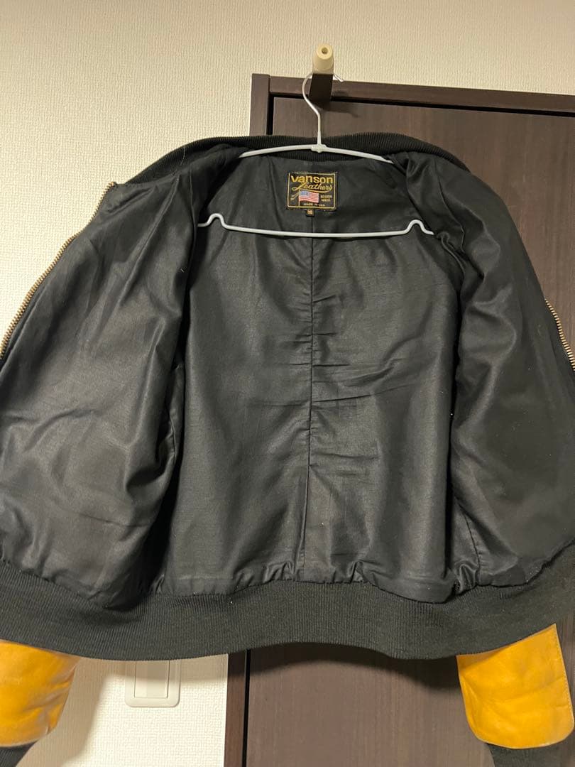 Vanson レザージャケット 38 USA製 パッチ カスタム レーシング黒黄