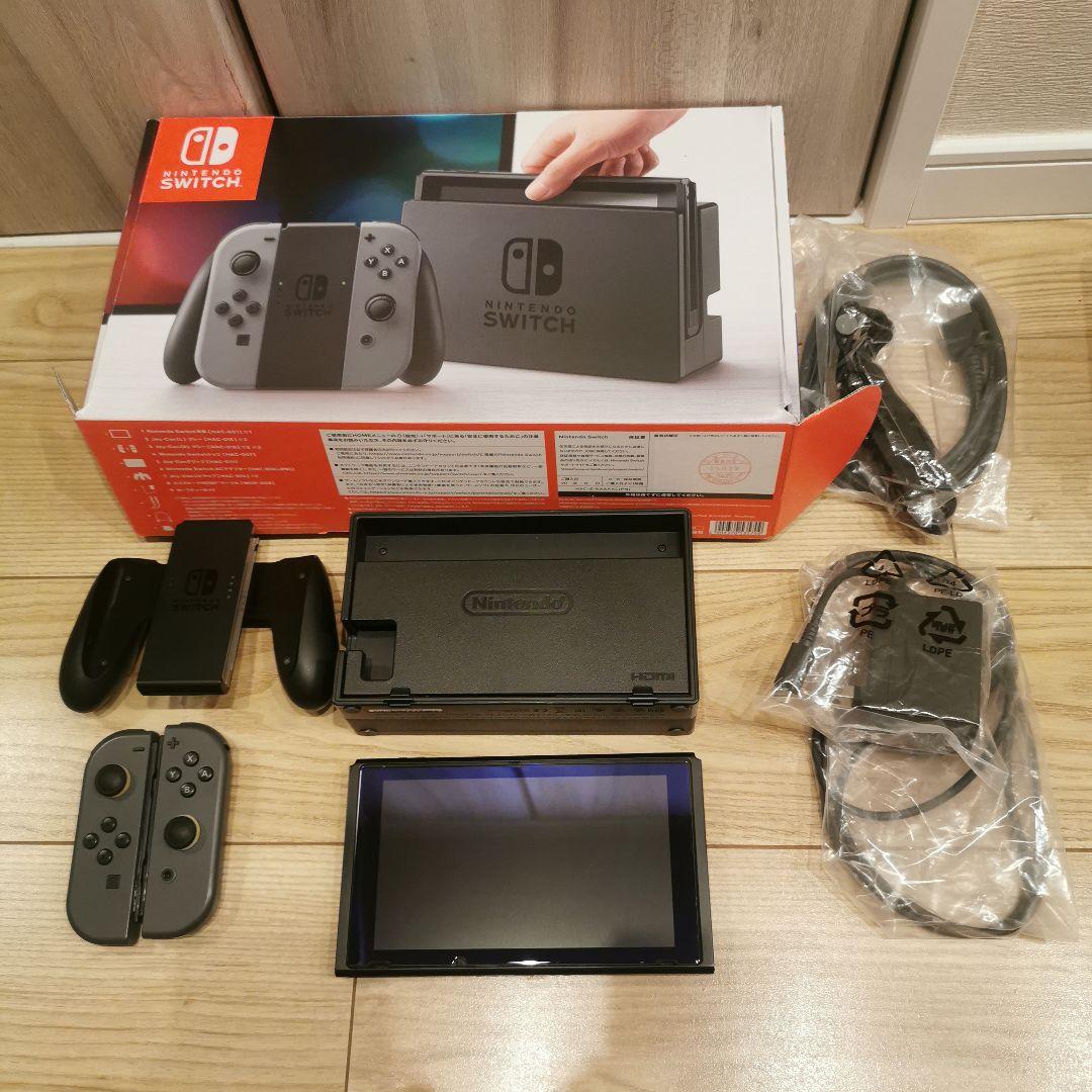 【美品】Nintendo Switch本体グレー (保護シート、128GBSD付