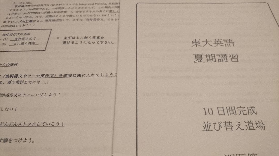鉄緑会　意見論述型条件英作　条件英作文について　並び替え道場　英語　駿台　河合塾