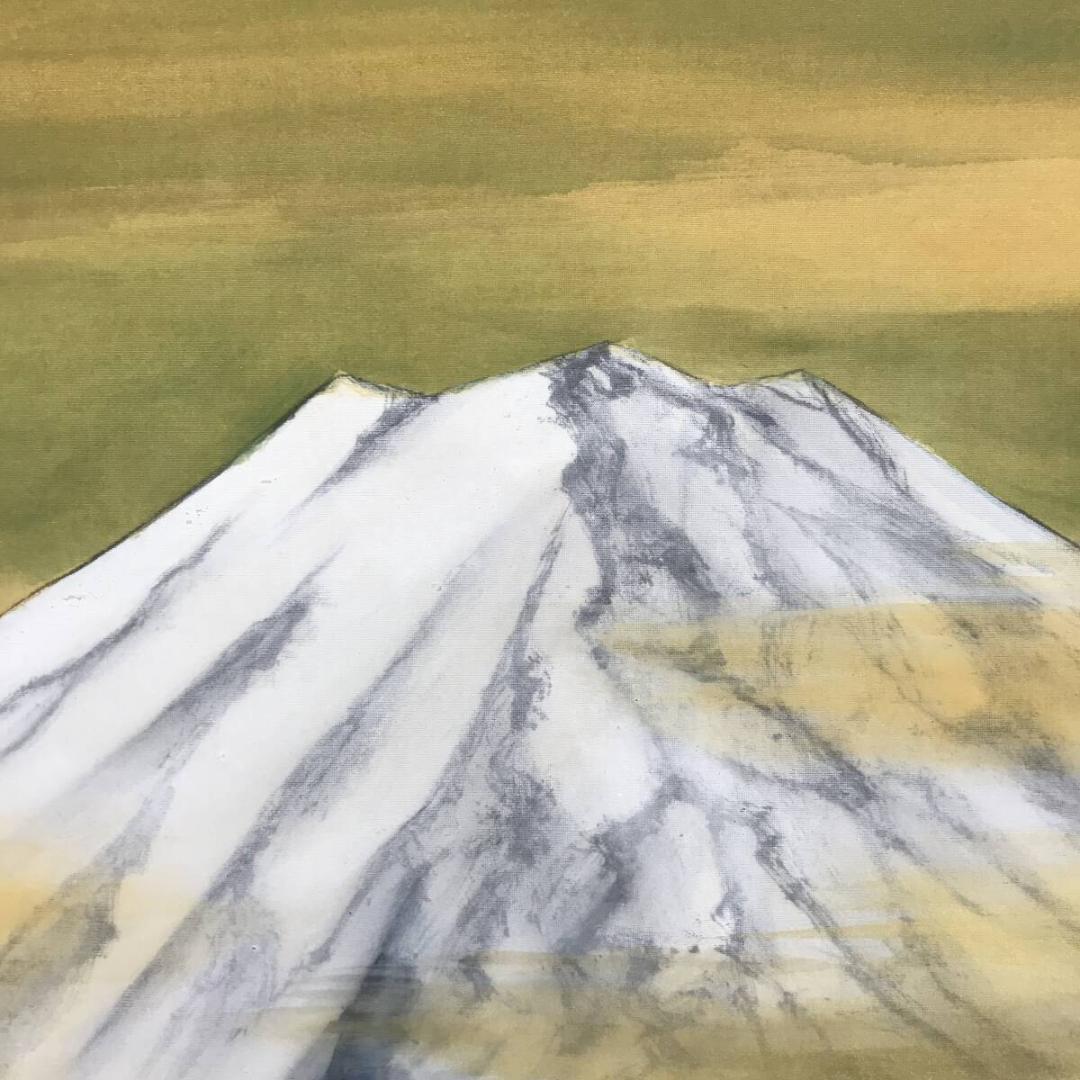 真作/福田翠光/富士山図/富岳図/富峰図/山水図/横物/掛軸☆宝船☆AH-763