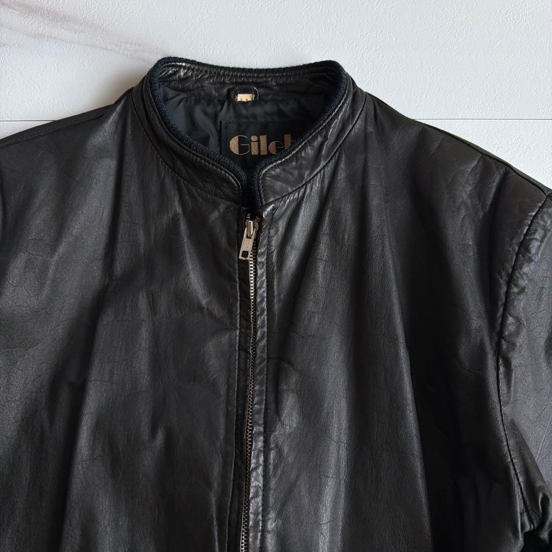 希少 gilet ジレ vintage 牛革 レザー ジャケット ブルゾン 黒