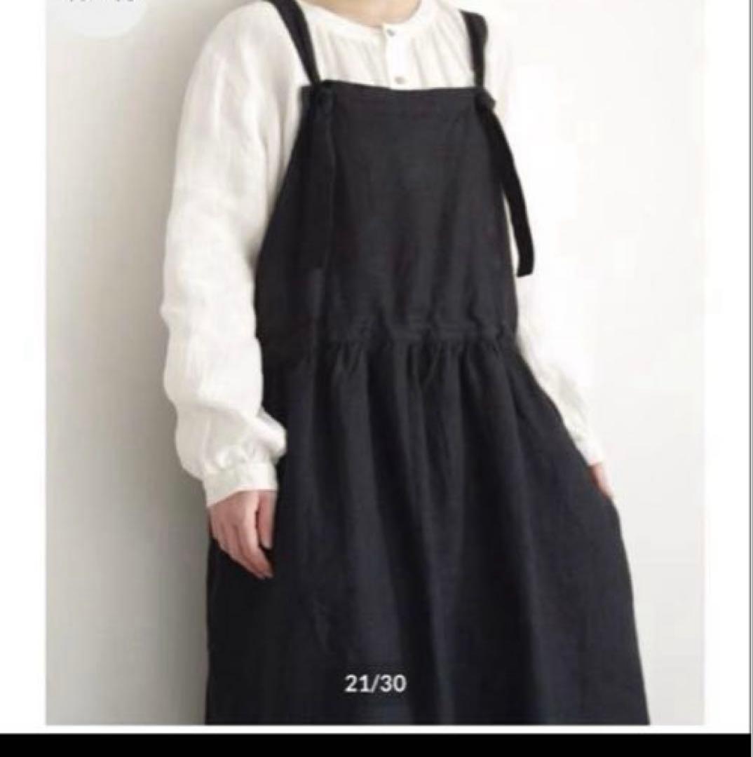 ICHI Antiquites noirイチアンティークス リネンエプロンドレス