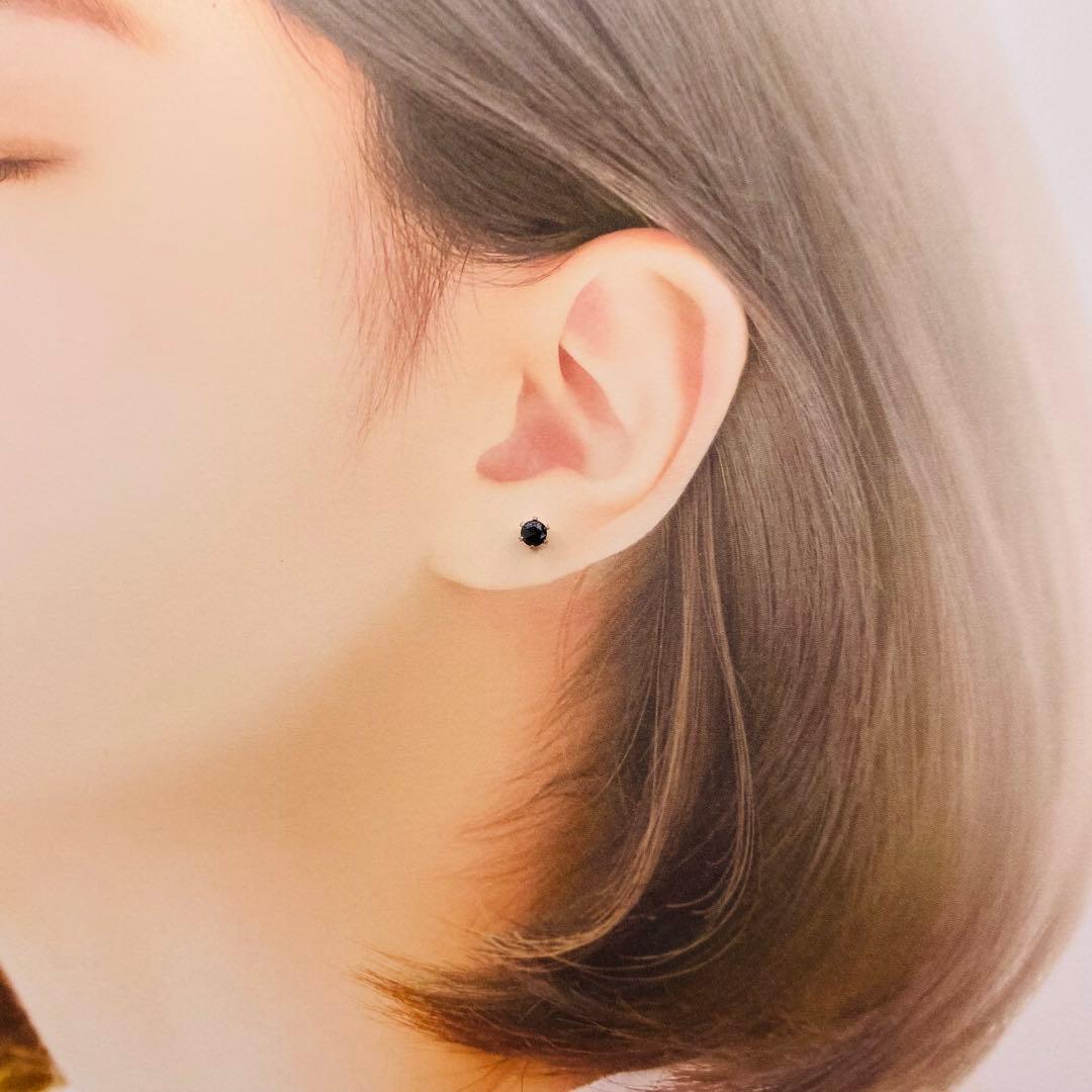 ❤️天然ブラックダイヤ片耳pt900 ✨0.25ct BKダイヤローズカットピアス