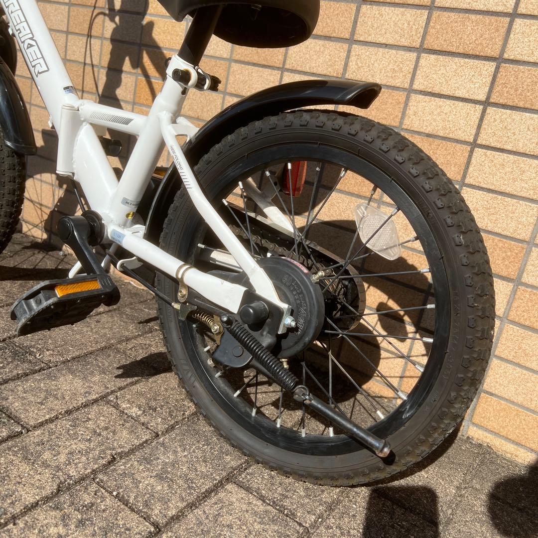 横浜市近辺お手渡し美品 折りたたみキッズ幼児自転車16インチ美品ヘルメット付き