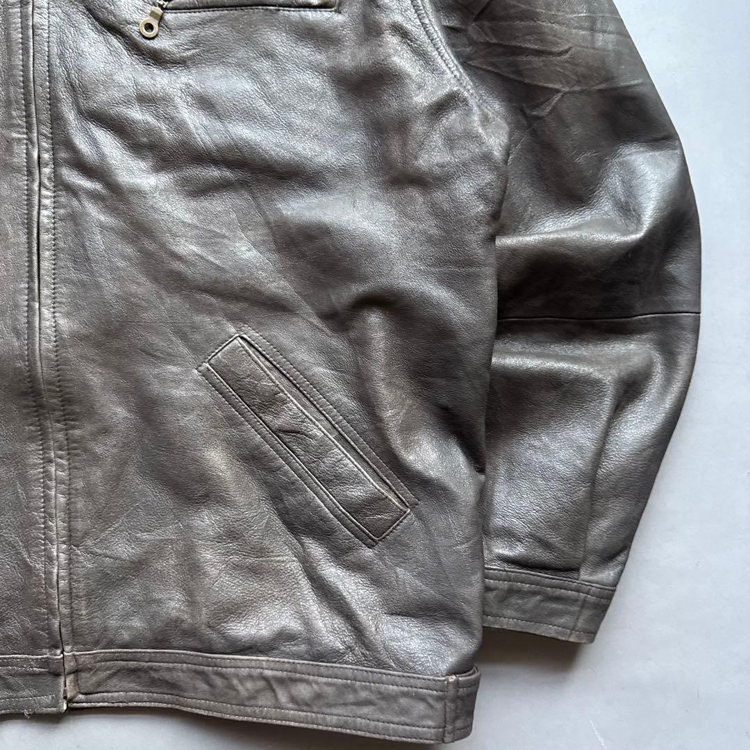 90s COTTON REPUBLIC レザージャケット リアルレザー ブラウン