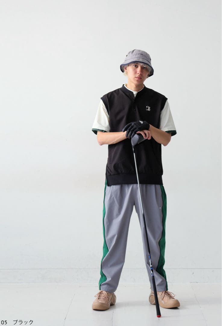 アンティカantiqua★golfロゴゴルフベスト★ブラック★男女兼用