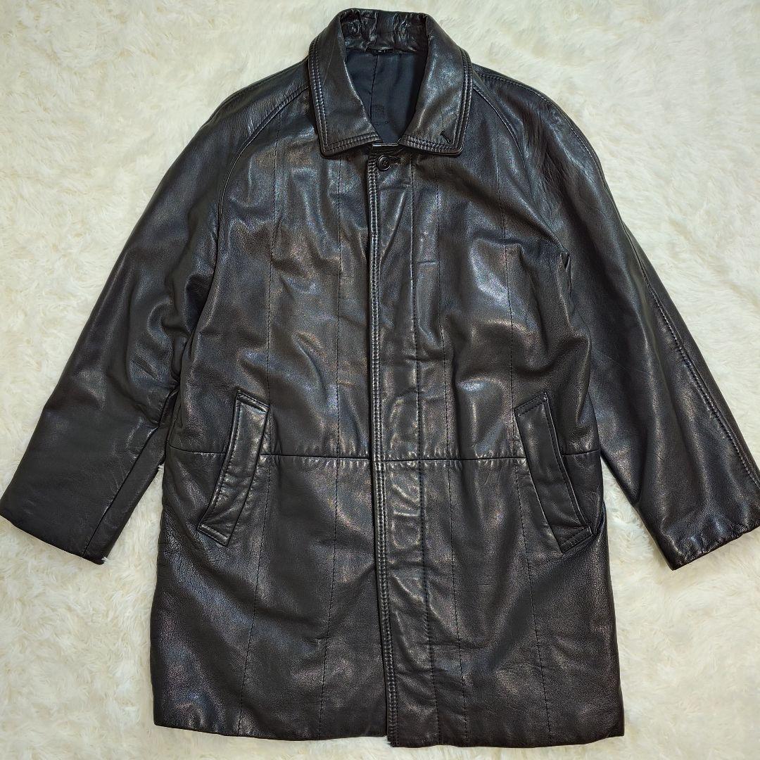 極美品 パルティーナ 羊革 ラムレザー ハーフコート ブラック L 東京毛皮貿易