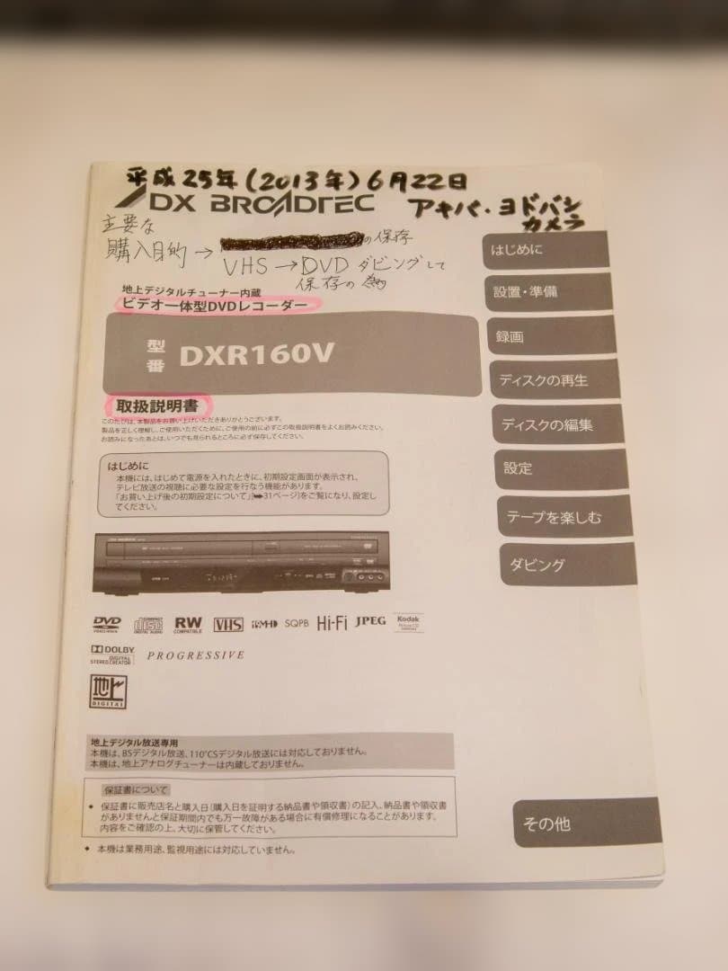 【未使用品（動作確認のみ）】DX BROADTEC DXR160V