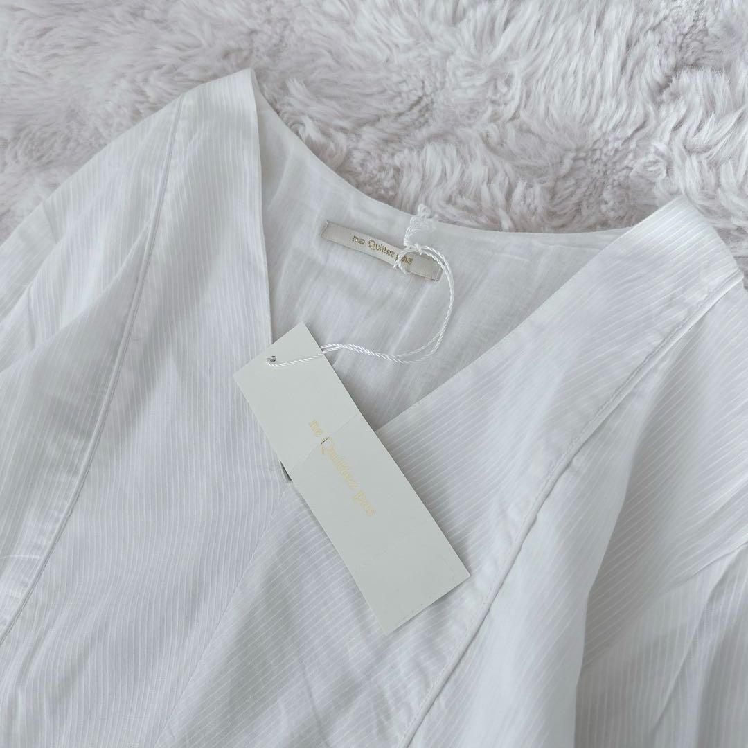 新品✨ヌキテパ★Ｖネック　ティアード　ロング　ワンピース　コットン　ストライプ