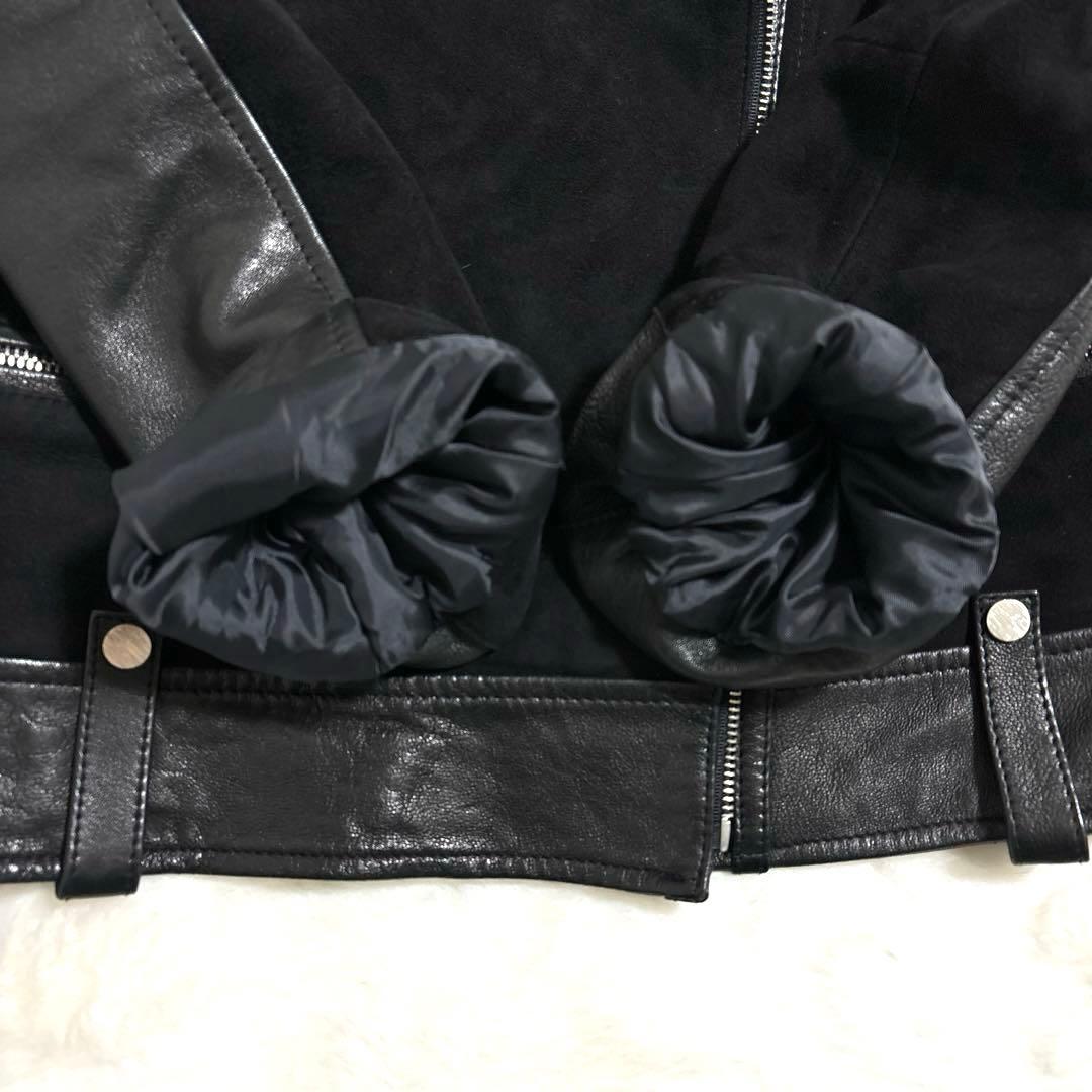 極美品✨ライダース　ジャケット　ダブル　レザー　スエード　ボア　黒　キルティング