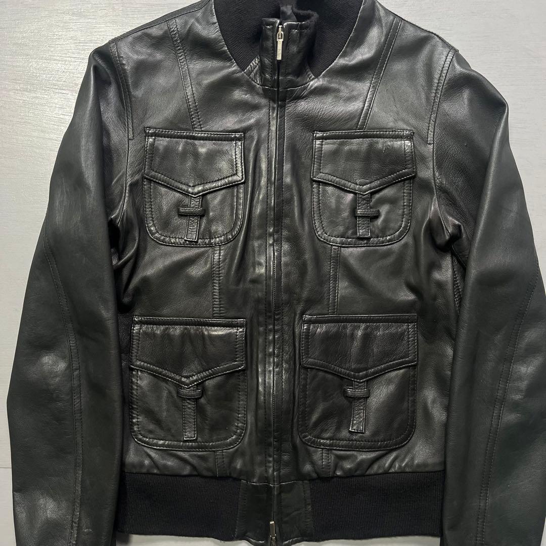 イタリア製✨　vintage レザーボンバージャケット　本革オールレザー　S