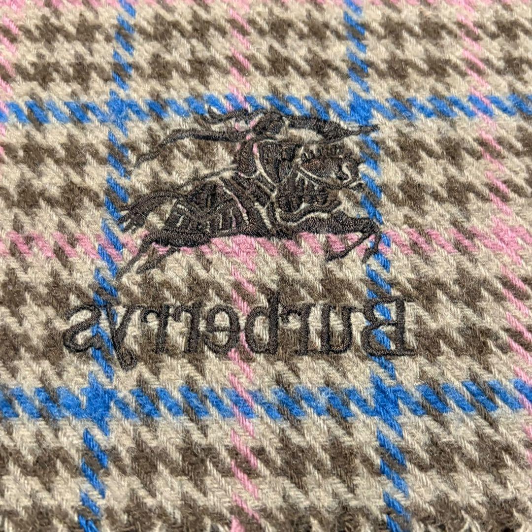 BURBERRY バーバリー ブランケット 毛 ベージュ チェック柄 フリンジ