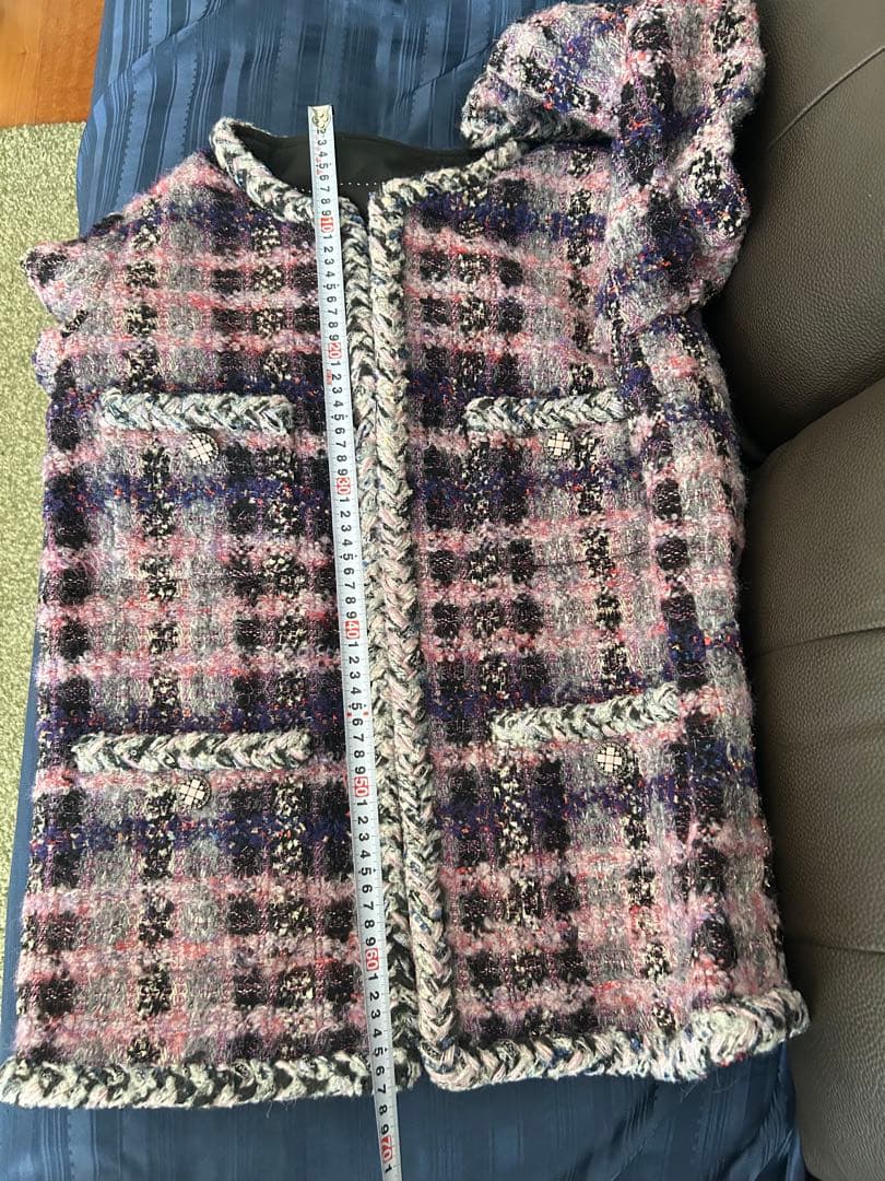 coco風　ツイード チェック柄 woolジャケット