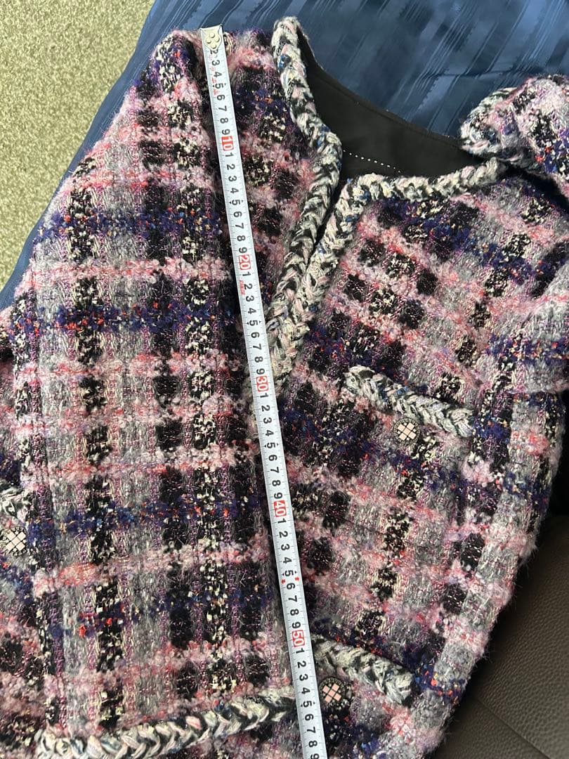 coco風　ツイード チェック柄 woolジャケット