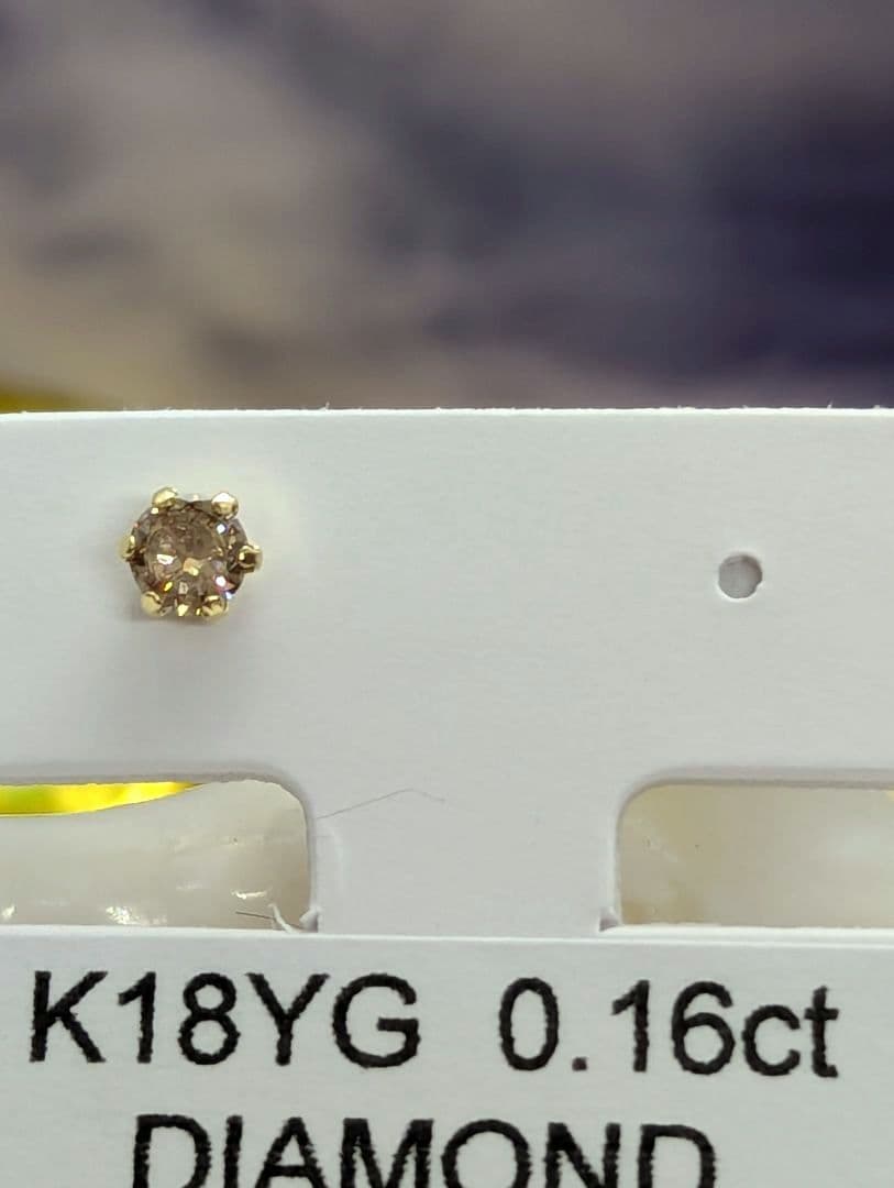 片耳用♢K18YG 天然 ダイヤモンドピアス