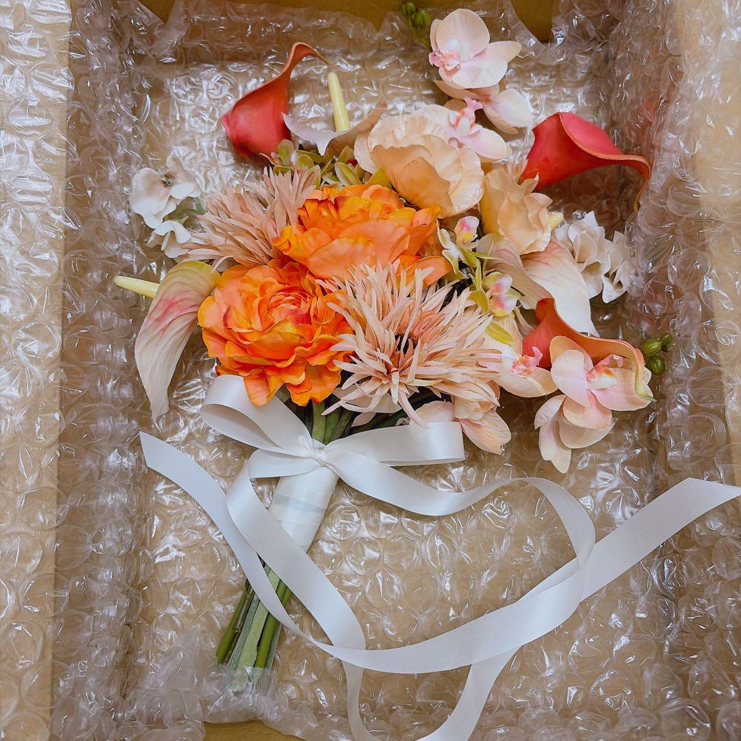 【即日発送】アーティフィシャルフラワーブーケ 結婚式 前撮り 造花 蘭 カラー