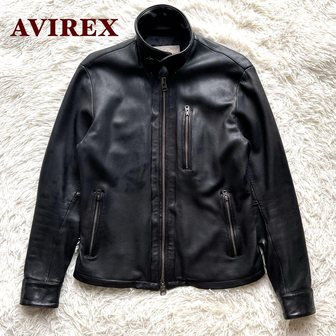 人気✨AVIREX レザージャケット　シングルライダース　本革　ブラック　M