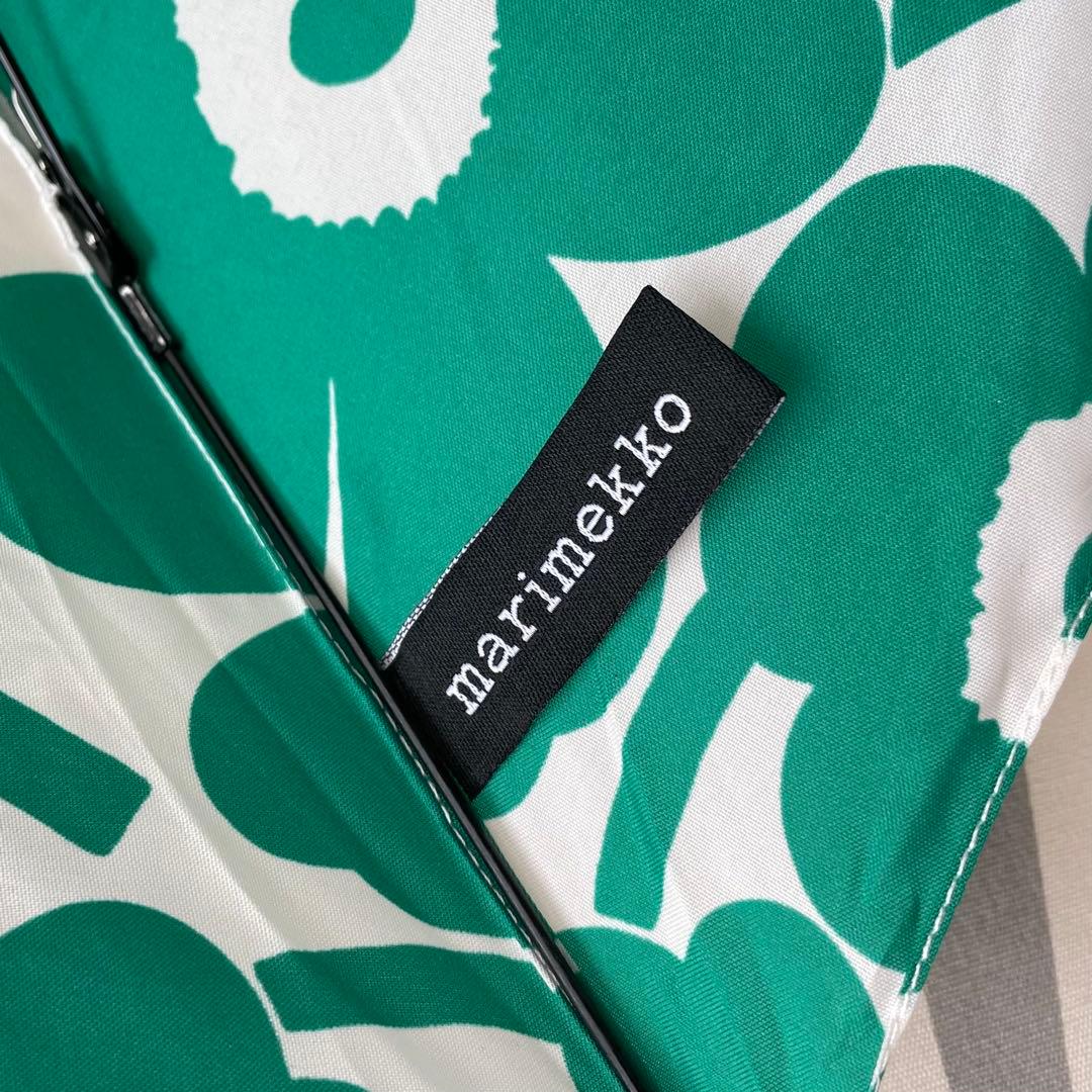 新品 marimekko 折り畳み傘 ウニッコ グリーン×オフホワイト