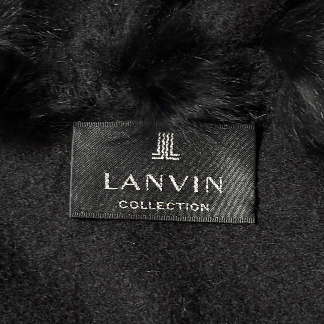 ランバンコレクション ラビットファー ウールケープポンチョ