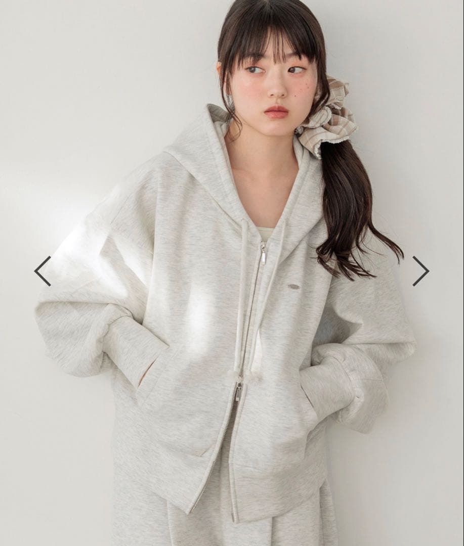 Heather ダブルZIP BIGフーディ