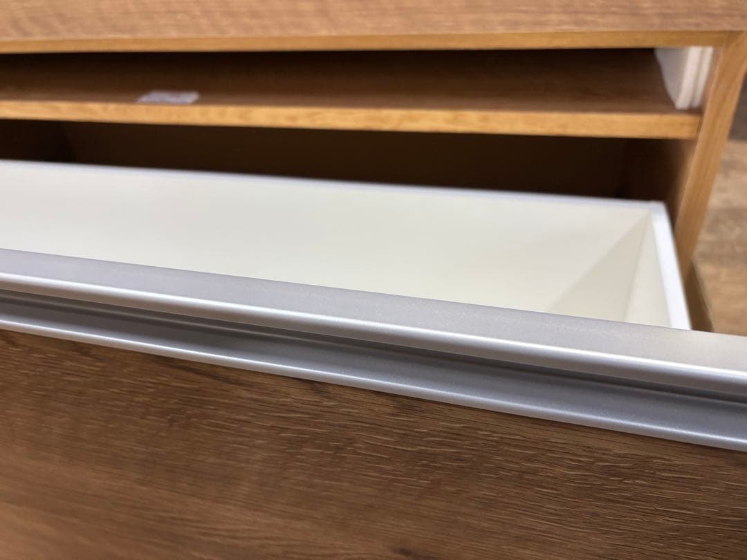 大型木目調キッチンカウンター ステンレストップ