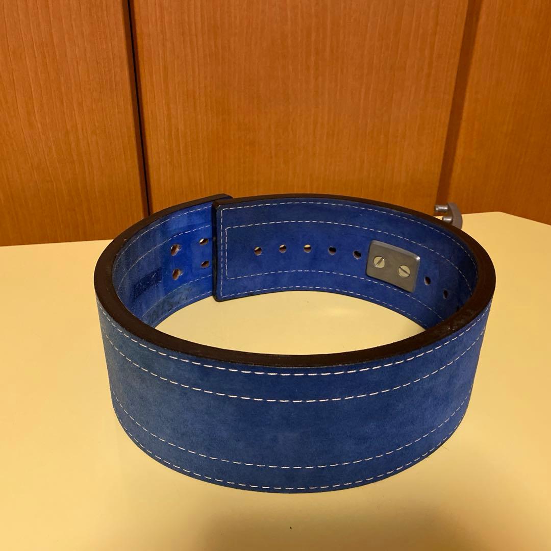 青 スエード トレーニング レバーアクション ベルト パワーリフティング