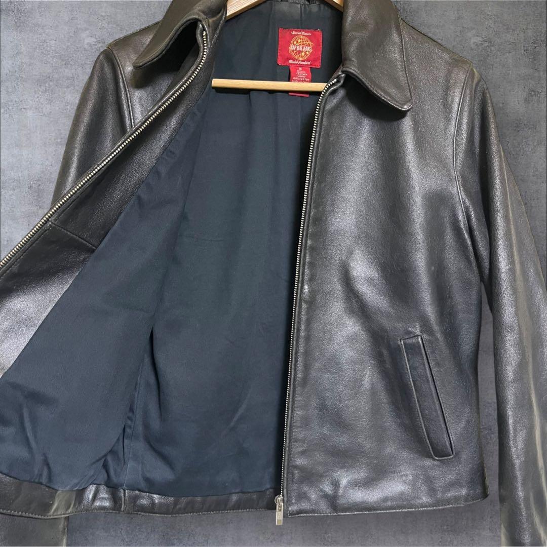 GAP BLUE JEANS レザージャケット 本革 ブラック 短丈 S