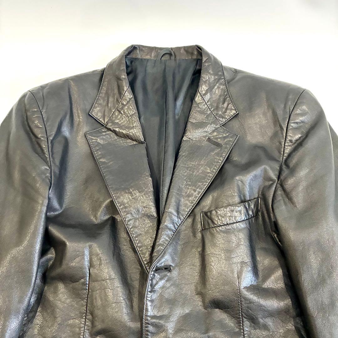 希少 美品 Paul Smith レザー テーラード ブラック　XL 牛革