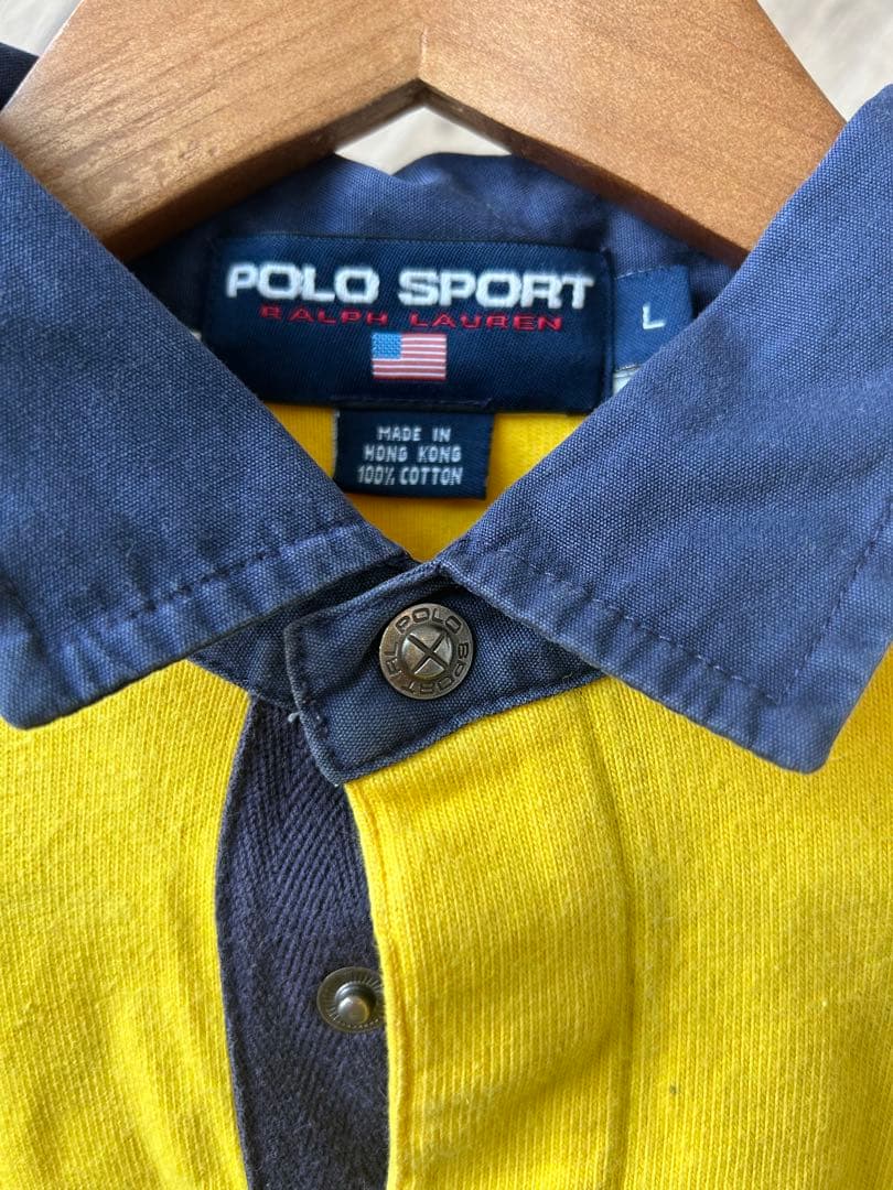 ★ ポロ　POLOSPORT 90s ゴルフ 刺繍ロゴ　配色　ラガーシャツ　長袖