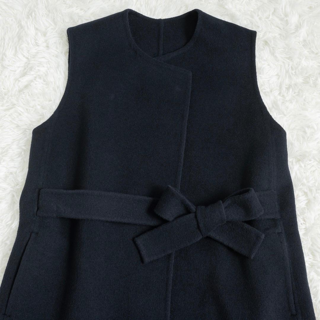 Deuxieme Classe ウールアンゴラ ロングベスト 38 ネイビー