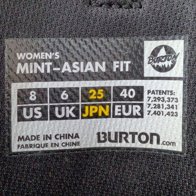 BURTON MINT-ASIAN FIT スノーボードブーツ 25㌢