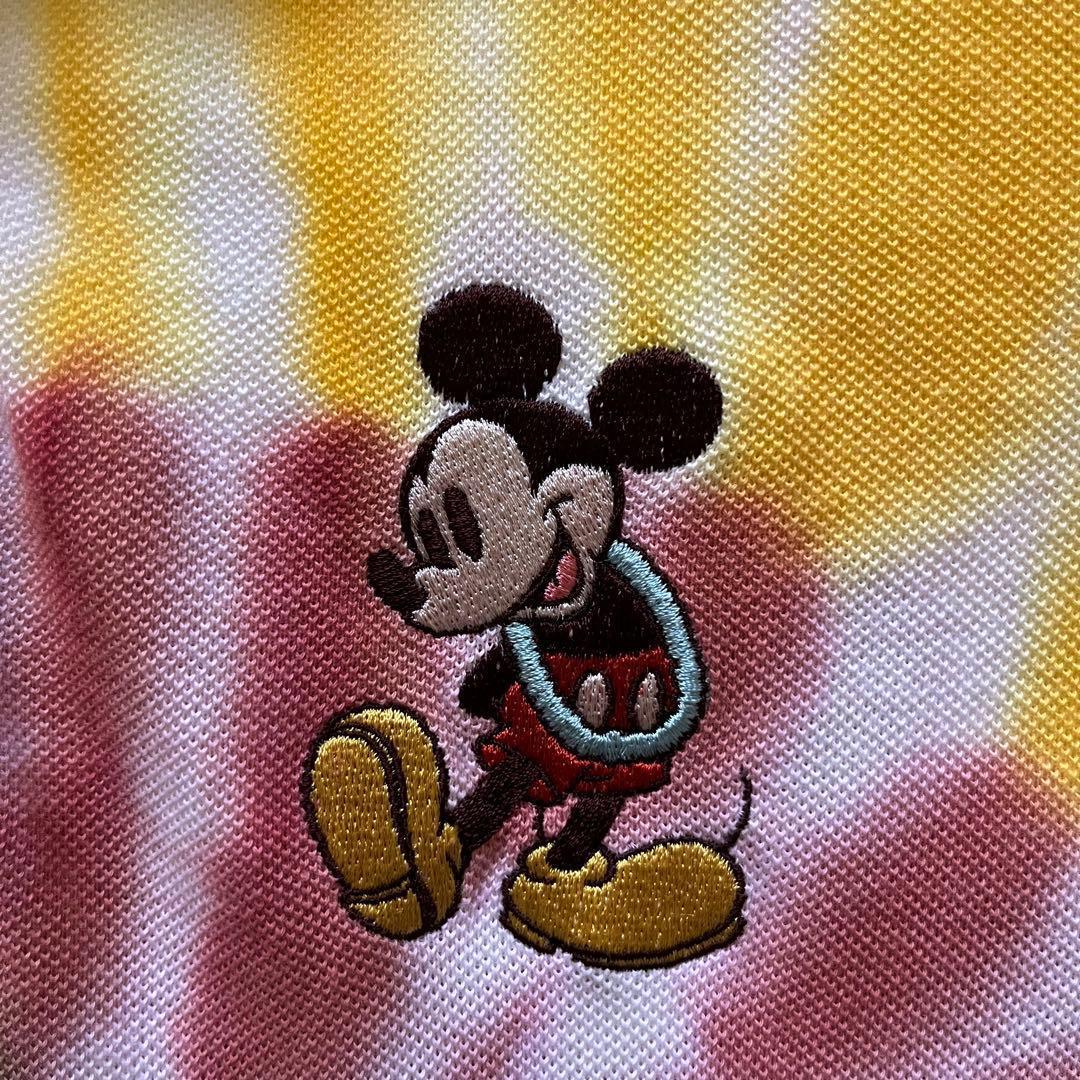 HORN GARMENT ゴルフ ミッキー刺繍 ポロシャツ タイダイ柄 L