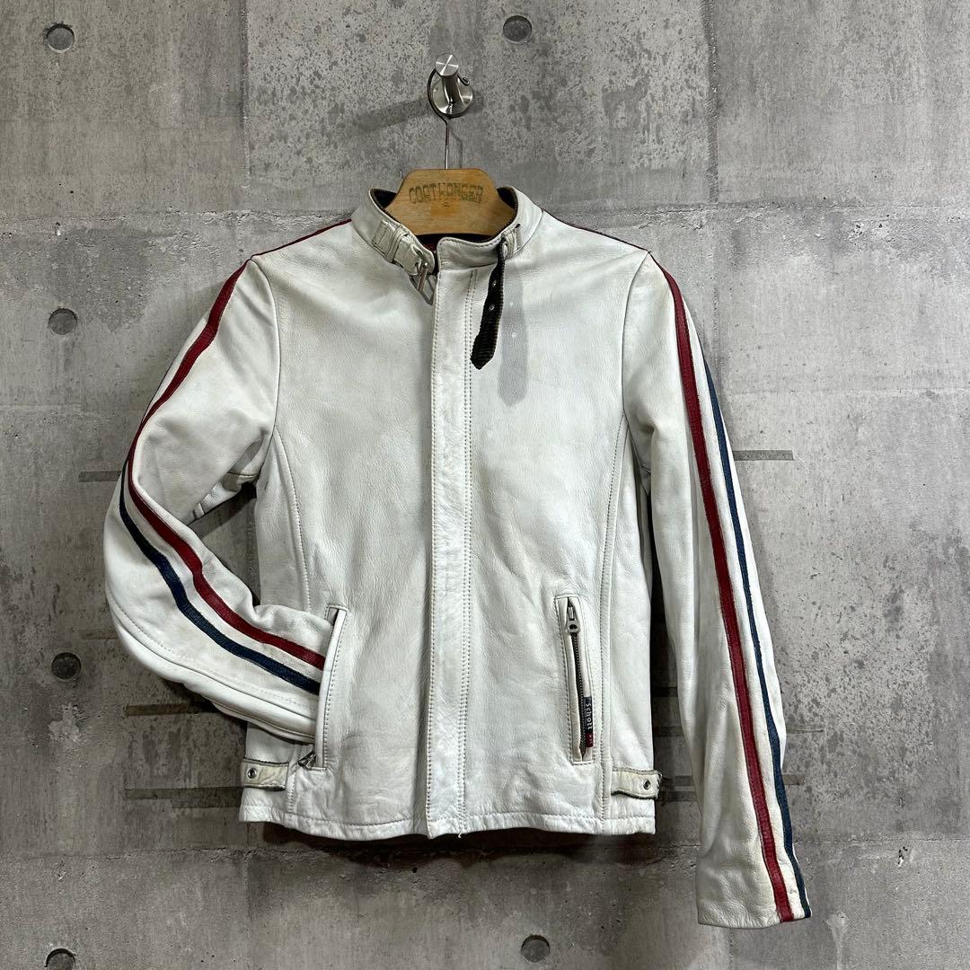 マ*ア様 ★Schott★ショット シングルライダース 白 XS 牛革 レザージ