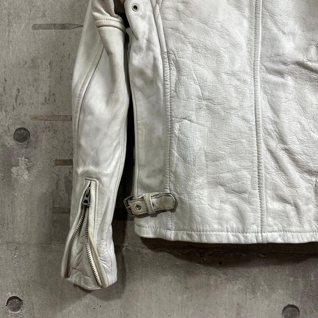 マ*ア様 ★Schott★ショット シングルライダース 白 XS 牛革 レザージ